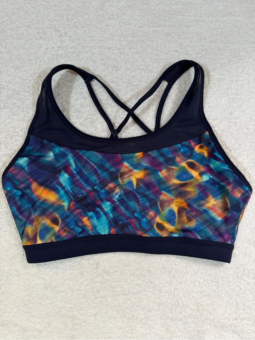 CALIA Carrie Underwood Energize Power Mesh Inset Strappy Sports Bra WAX37301PRT